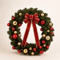 Couronne de Noël décorée rouge et or