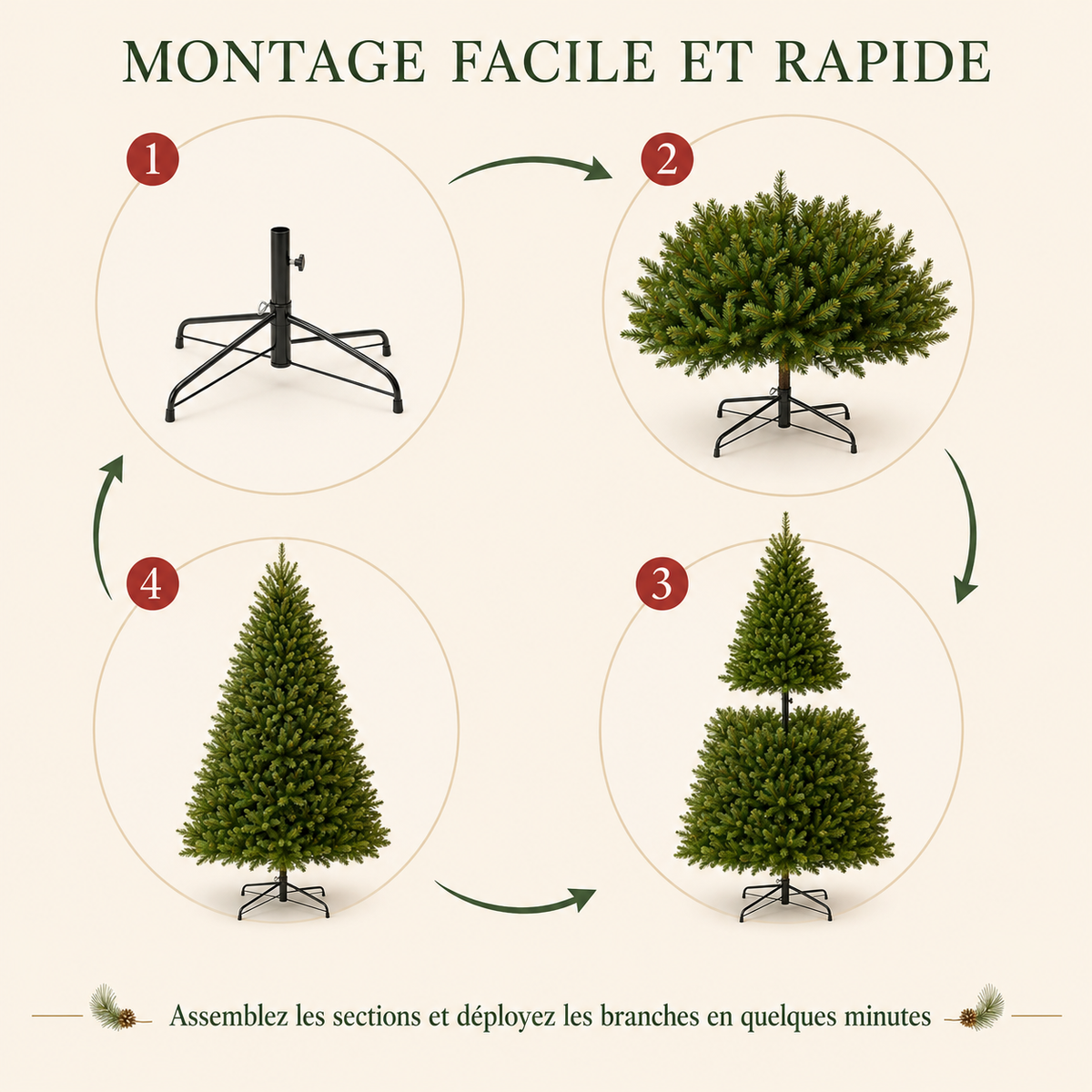 Sapin de Noël artificiel réaliste en PE/PVC