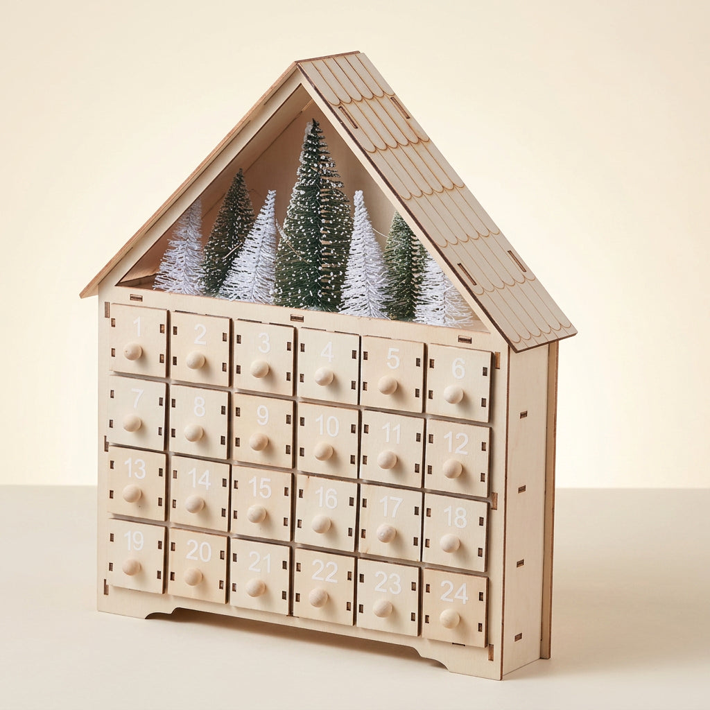 Calendrier de l'Avent maison en bois 24 tiroirs