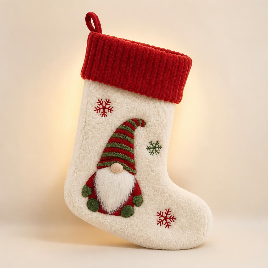 Chaussette de Noël avec lutin coloris Blanc