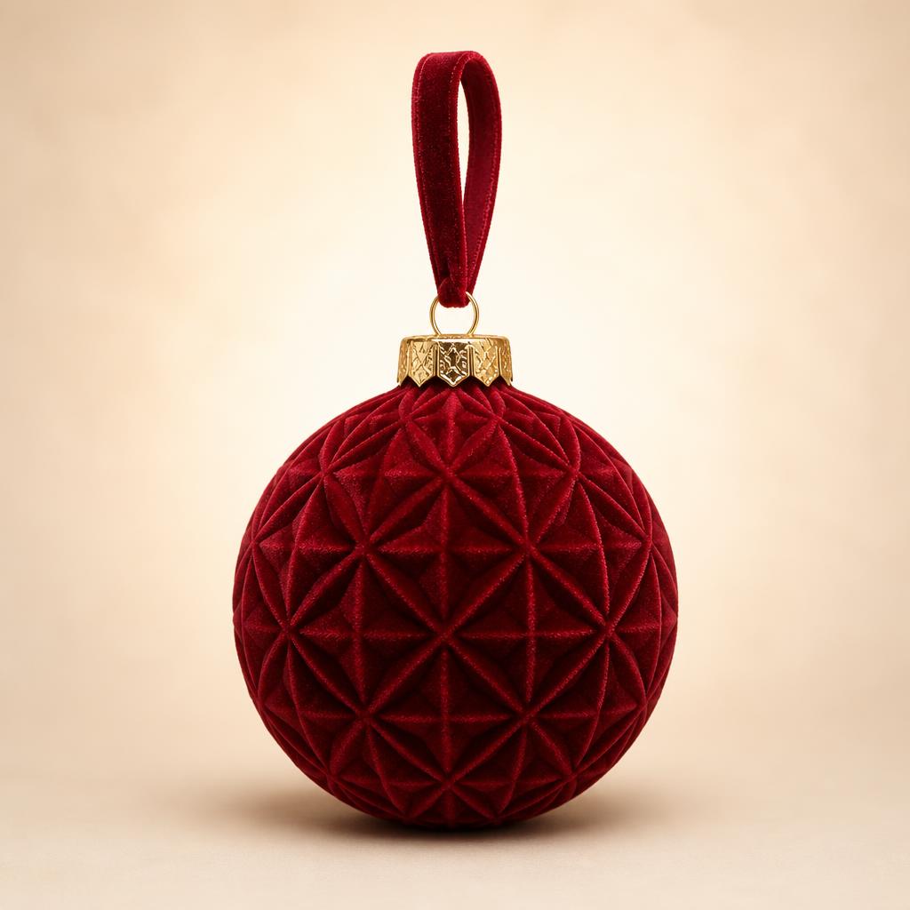 Suspension de Noël en velours rouge forme Boule velours