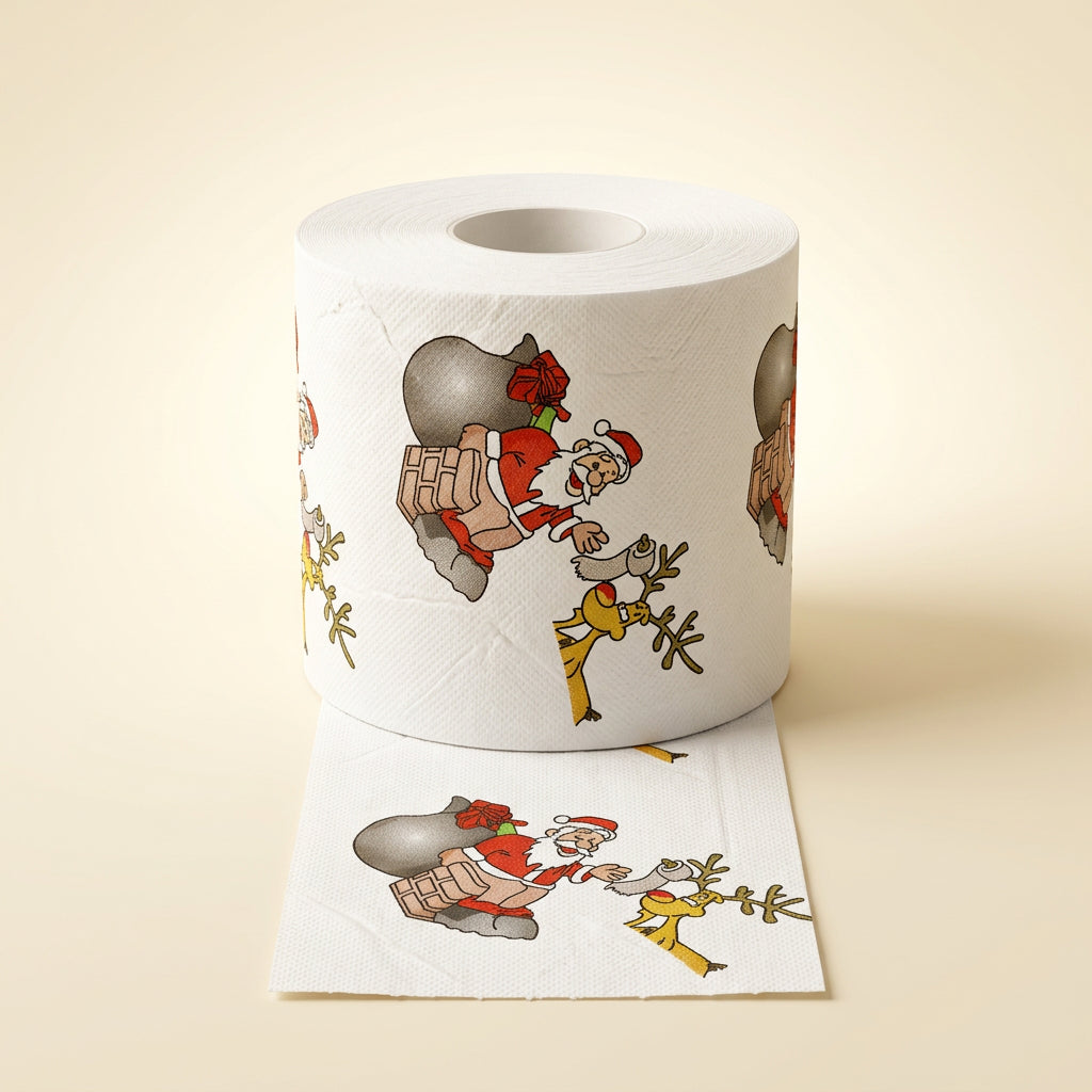 Papier toilette de Noël Père Noël et rennes
