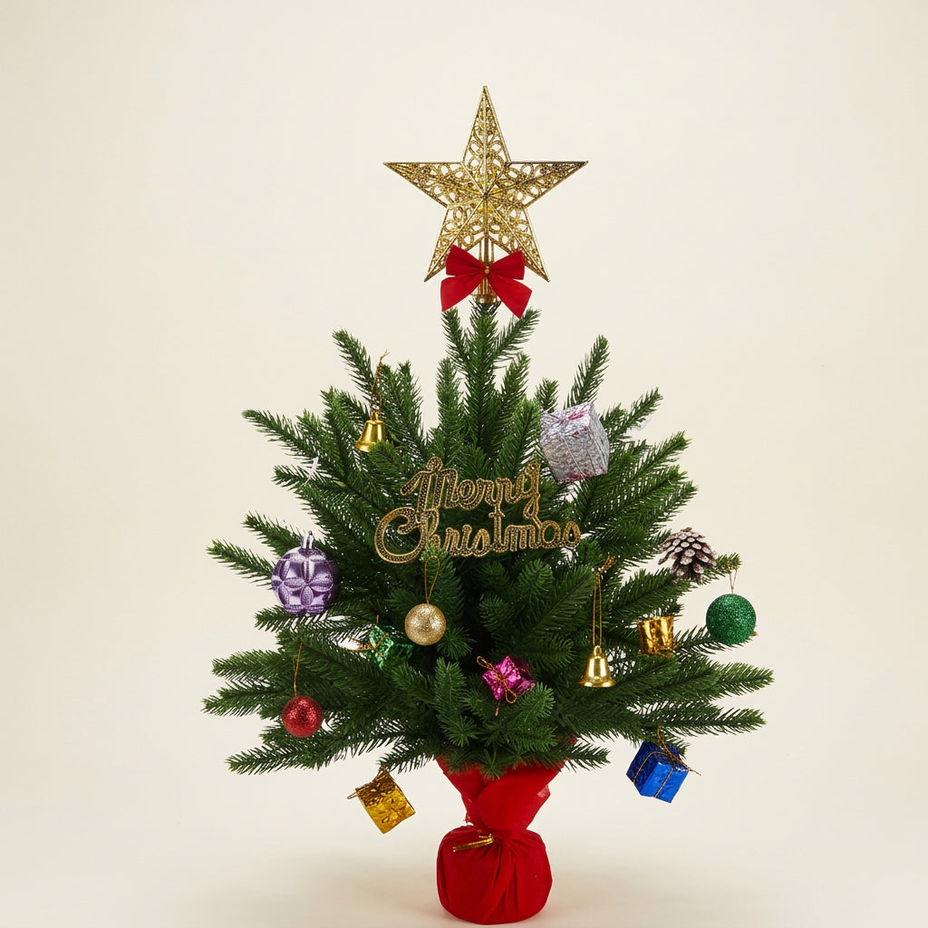 Sapin avec étoile et 15 décorations — vue principale