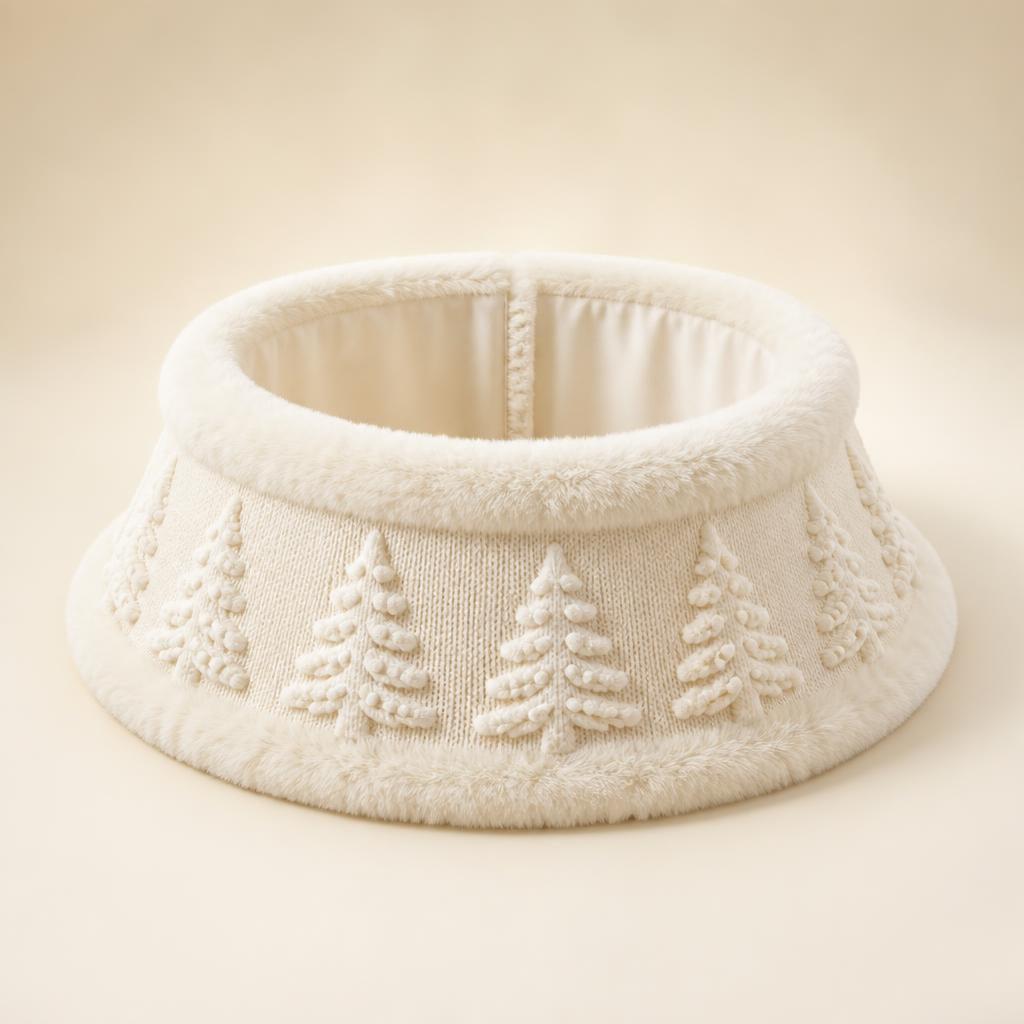 Sapins en relief — cache-pied de sapin en fausse fourrure blanche