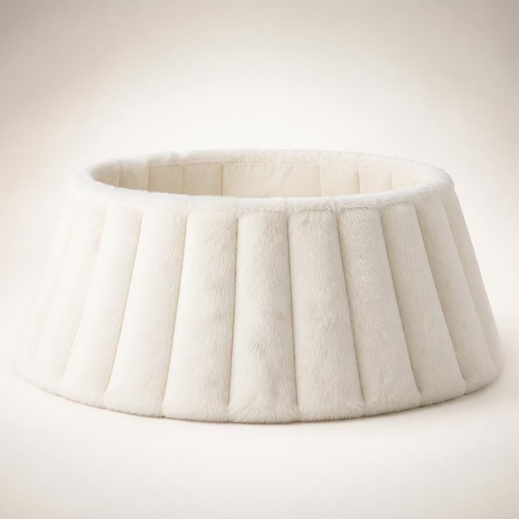 Cache-pied de sapin vu de trois quarts, forme circulaire, diamètre environ 71 cm