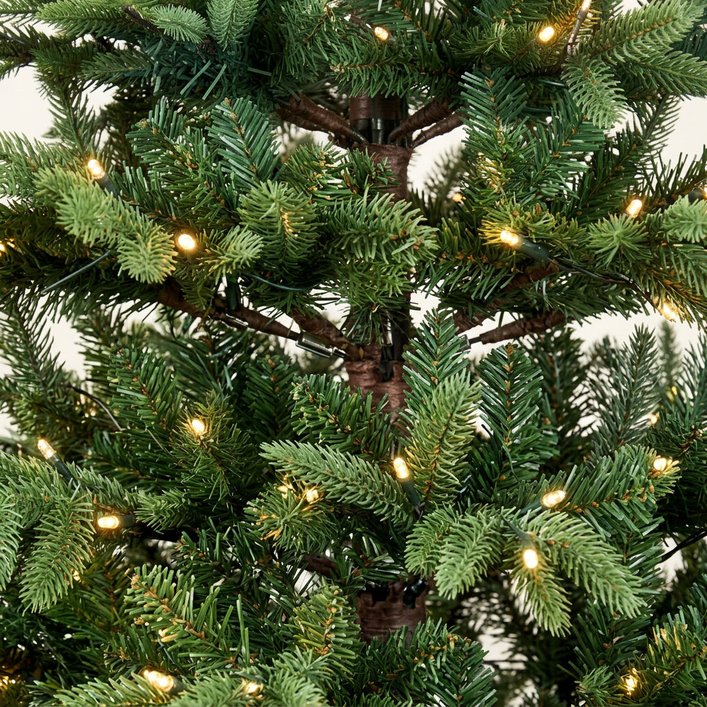 Sapin de Noël artificiel réaliste en PE/PVC avec LED intégrées 150 cm – détail du feuillage et des LED